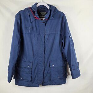 Women's Pacific Trail Blue Hooded Utility Coat Jacket Size Small Zip Front